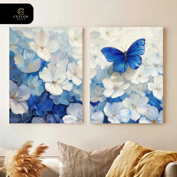 Cloud Blue Hydrangea 2 Panel Wall Art