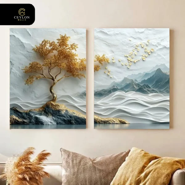 Golden Tree of Life 2 Panel Wall Art