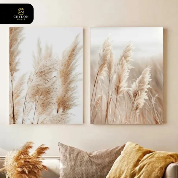 Golden Pampas Grass 2 Panel Wall Art