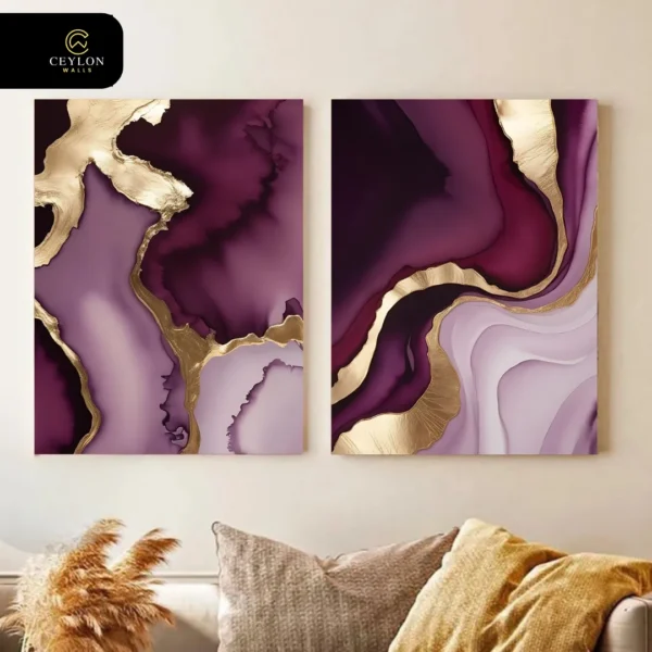 Royal Amethyst Marble 2 Panel Wall Art