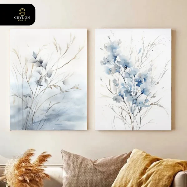Blue Mist Wildflower 2 Panel Wall Art
