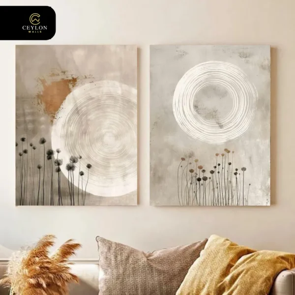 Zen Stone & Circle 2 Panel Wall Art