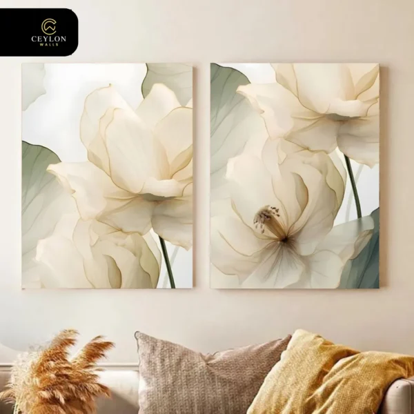 Jade & Pearl Blossom 2 Panel Wall Art