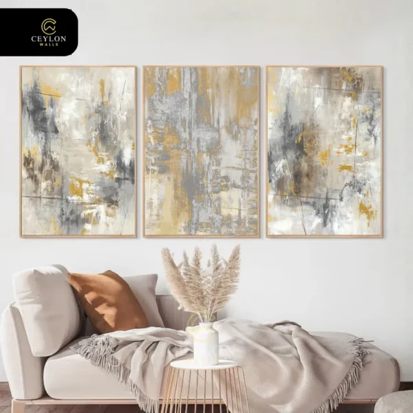Industrial Gold & Grey Abstract Wall Art