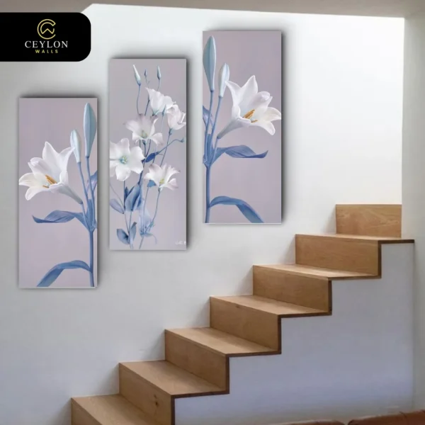 Soft Lilac Lily 3 Panel Staircase Wall Art