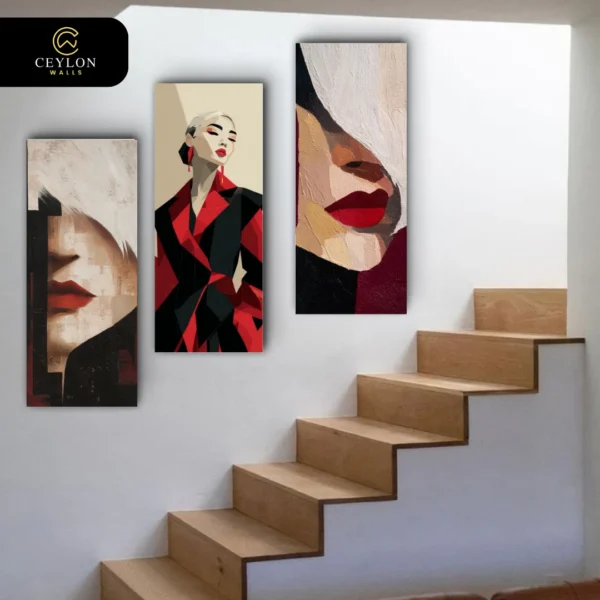 Modern Pop Art Fashion 3 Panel Staircase Wall Art