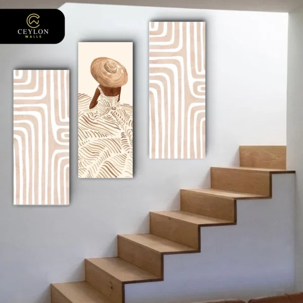 Boho Chic Pattern 3 Panel Staircase Wall Art
