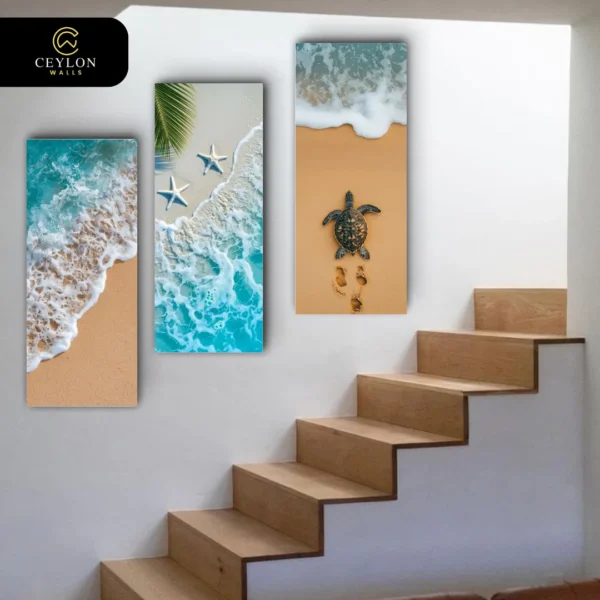 Sea Turtle Beach 3 Panel Staircase Wall Art