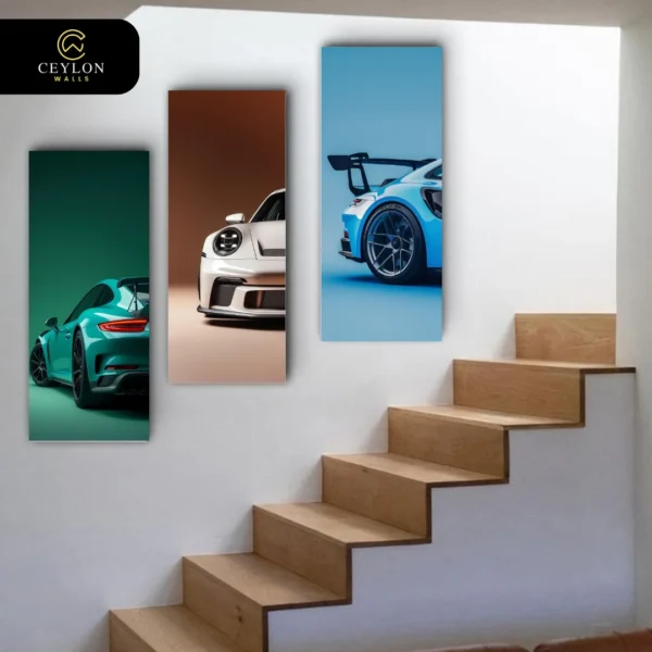 Modern Sports Car 3 Panel Staircase Wall Art