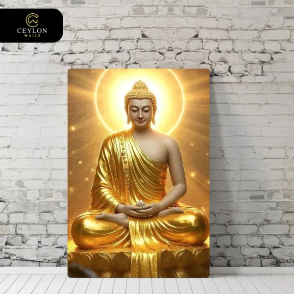 Radiant Golden Halo Buddha Wall Art