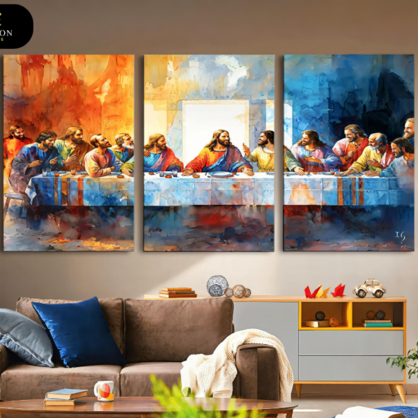The Last Supper: Abstract Duality 3-Panel Canvas Art