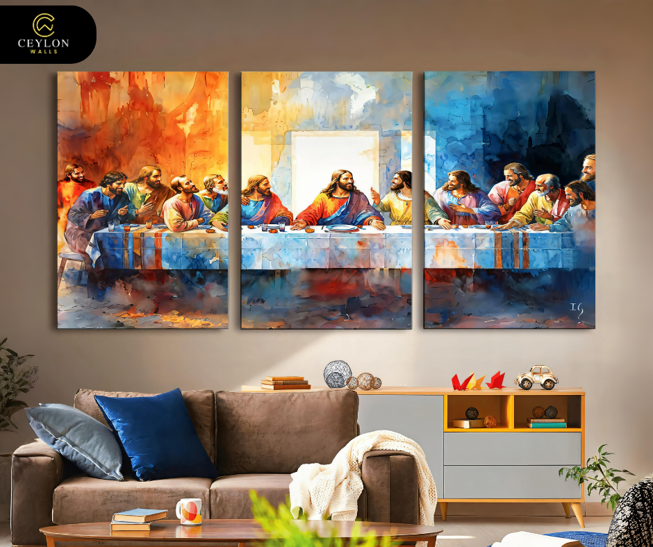 The Last Supper: Abstract Duality 3-Panel Canvas Art