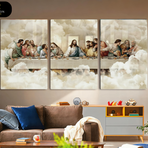 The Last Supper: Ethereal Clouds 3-Panel Canvas Art