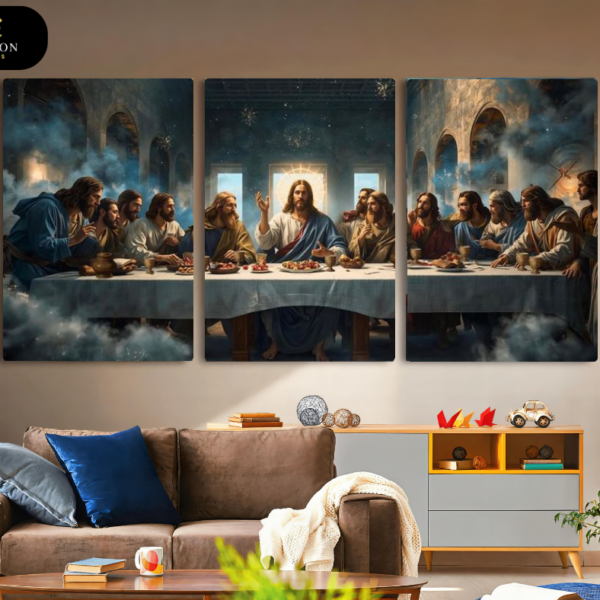 The Last Supper: Midnight Reflection 3-Panel Canvas Art