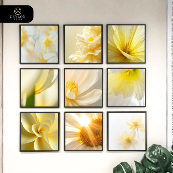 Golden Bloom Floral 9-Piece Premium Canvas Gallery Grid