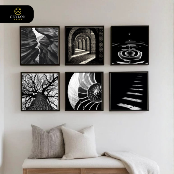 Black and White Monochrome Architecture 6-Piece Premium Canvas Set